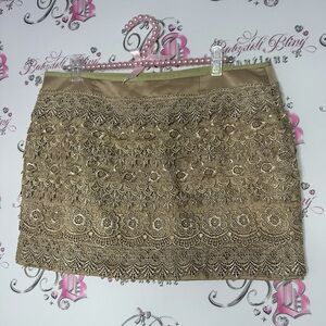 Sans souci skirt crochet lace boho theme cream beige tan knit pattern luxe